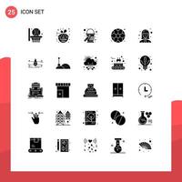 Group of 25 Modern Solid Glyphs Set for manager female worker color cashier football Editable Vector Design Elements