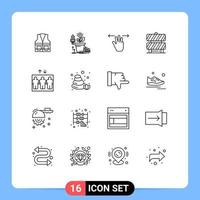 16 Universal Outline Signs Symbols of working area caution money barrier mobile Editable Vector Design Elements