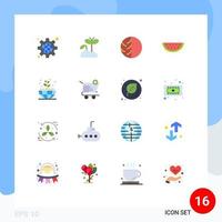 símbolos de iconos universales grupo de 16 colores planos modernos de frutas de verano dermatólogo protección de la piel cuidado de la piel paquete editable de elementos de diseño de vectores creativos