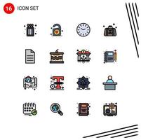 User Interface Pack of 16 Basic Flat Color Filled Lines of user file clock gentleman father Editable Creative Vector Design Elements