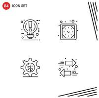 Editable Vector Line Pack of 4 Simple Filledline Flat Colors of bulb earth power timer setting Editable Vector Design Elements