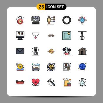 User Interface Pack of 25 Basic Filled line Flat Colors of logic function professional skills shim gasket Editable Vector Design Elements