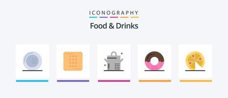 Paquete de 5 iconos planos de comida y bebida que incluye comida. alimento. alimento. bebidas Cocinando. diseño de iconos creativos vector