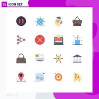 Pack of 16 Modern Flat Colors Signs and Symbols for Web Print Media such as algorithm learning management purse bag Editable Pack of Creative Vector Design Elements