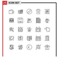 Mobile Interface Line Set of 25 Pictograms of interactive environment success user interface Editable Vector Design Elements