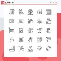 Universal Icon Symbols Group of 25 Modern Lines of atm info biology question help Editable Vector Design Elements