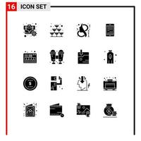 Set of 16 Modern UI Icons Symbols Signs for ipad device ay computer women Editable Vector Design Elements