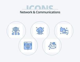 Network And Communications Blue Icon Pack 5 Icon Design. server. cloud. ok. server. link vector