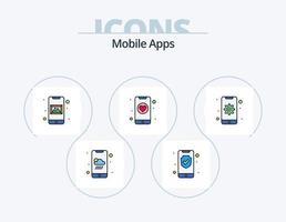 Mobile Apps Line Filled Icon Pack 5 Icon Design. setting. gear. privacy. online app. plain vector