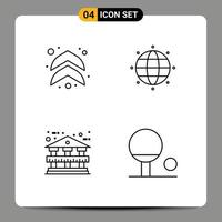 4 Universal Line Signs Symbols of arrow outline global architecture Layer 1 Editable Vector Design Elements