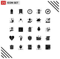 Universal Icon Symbols Group of 25 Modern Solid Glyphs of process laboratory about lab support Editable Vector Design Elements