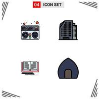 Set of 4 Modern UI Icons Symbols Signs for midi story apartment writing building Editable Vector Design Elements