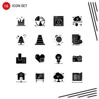 Pictogram Set of 16 Simple Solid Glyphs of mouse connected analytics cloud internet Editable Vector Design Elements