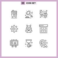 paquete de iconos vectoriales de stock de 9 signos y símbolos de línea para la distancia de la idea de Pascua que establece elementos de diseño vectorial editables cog vector