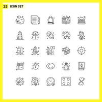 25 Universal Line Signs Symbols of cake setting write gear document Editable Vector Design Elements