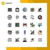 Mobile Interface Filled line Flat Color Set of 25 Pictograms of sketch draw science compose coin Editable Vector Design Elements