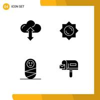 Universal Icon Symbols Group of 4 Modern Solid Glyphs of cloud box down greece shopping Editable Vector Design Elements
