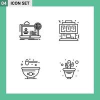 Set of 4 Commercial Filledline Flat Colors pack for webinar console seminar gaming bowl Editable Vector Design Elements