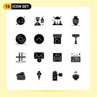 Set of 16 Modern UI Icons Symbols Signs for disk cd insurance jar ancient jar Editable Vector Design Elements