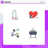 Universal Icon Symbols Group of 4 Modern Flat Icons of testing like lab checked link Editable Vector Design Elements