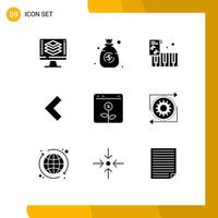 9 Universal Solid Glyph Signs Symbols of investment business instrument browser left Editable Vector Design Elements