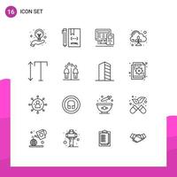 Set of 16 Vector Outlines on Grid for font control html zero calculatre Editable Vector Design Elements