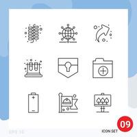 Modern Set of 9 Outlines Pictograph of protect education arrow test school Editable Vector Design Elements