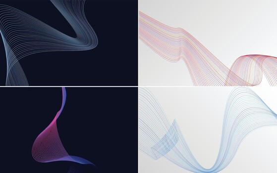 Enhance your design with this set of 4 vector line backgrounds