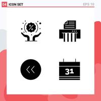 Set of 4 Modern UI Icons Symbols Signs for discount circle shopping shredder calendar Editable Vector Design Elements