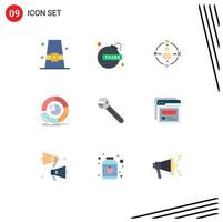 Universal Icon Symbols Group of 9 Modern Flat Colors of pie chart business tax analytics experiance Editable Vector Design Elements