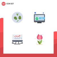 4 concepto de icono plano para sitios web móviles y aplicaciones ensalada negocio escritorio marketing flora elementos de diseño vectorial editables vector