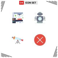 4 Universal Flat Icons Set for Web and Mobile Applications machine astronomy scanner robotic view Editable Vector Design Elements
