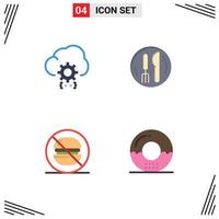 Mobile Interface Flat Icon Set of 4 Pictograms of cloud fast development service label Editable Vector Design Elements