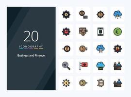 20 icono lleno de línea financiera para presentación vector