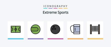 paquete de 5 iconos llenos de línea deportiva que incluye . deporte.. diseño de iconos creativos vector