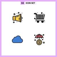 Stock Vector Icon Pack of 4 Line Signs and Symbols for megaphone cloudy shopping cloud investment Editable Vector Design Elements