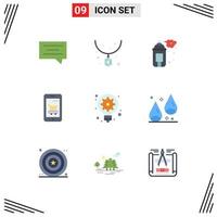 Pictogram Set of 9 Simple Flat Colors of idea basket art shopping device Editable Vector Design Elements