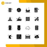 Modern Set of 16 Solid Glyphs Pictograph of blocker gdpr cycling design cardio Editable Vector Design Elements