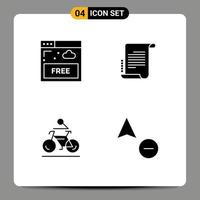 Universal Icon Symbols Group of 4 Modern Solid Glyphs of access bicycle technology scenario biking Editable Vector Design Elements