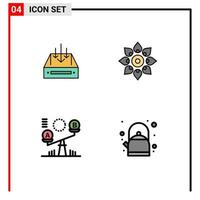 paquete de iconos de vectores de stock de 4 signos y símbolos de línea para el contenedor de diwali de la bandeja de entrada celebrar los elementos de diseño de vectores editables de holi