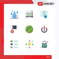 9 Universal Flat Color Signs Symbols of ball lock volume not synchronize Editable Vector Design Elements