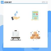 Editable Vector Line Pack of 4 Simple Flat Icons of purified coding power graph development Editable Vector Design Elements