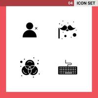 Pack of 4 creative Solid Glyphs of discover people key carnival colors hardware Editable Vector Design Elements