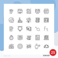 Group of 25 Lines Signs and Symbols for id job eco speaker computer Editable Vector Design Elements