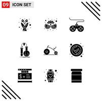 Set of 9 Modern UI Icons Symbols Signs for infant baby game science flask Editable Vector Design Elements