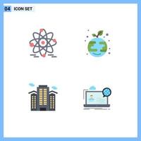 Pictogram Set of 4 Simple Flat Icons of atom place eco globe city Editable Vector Design Elements