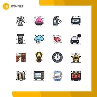 Set of 16 Modern UI Icons Symbols Signs for lab time festival clock alarm Editable Creative Vector Design Elements