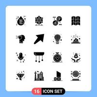 Pictogram Set of 16 Simple Solid Glyphs of protection motivation canada location transfer Editable Vector Design Elements