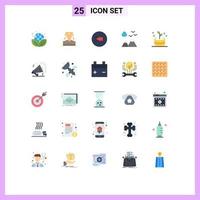Flat Color Pack of 25 Universal Symbols of business scenery arrow nature rewind Editable Vector Design Elements