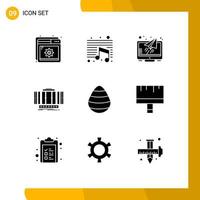 Group of 9 Modern Solid Glyphs Set for easter wind message axis turbine Editable Vector Design Elements